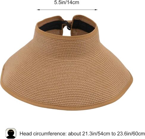 قبعة OULII النسائية القابلة للطي بحافة عريضة قابلة للطي مع فيونكة للصيف للشاطئ (خاكي) in Kuwait
