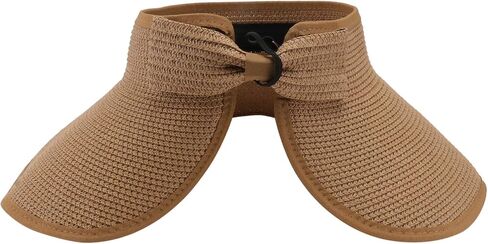 قبعة OULII النسائية القابلة للطي بحافة عريضة قابلة للطي مع فيونكة للصيف للشاطئ (خاكي) in Kuwait