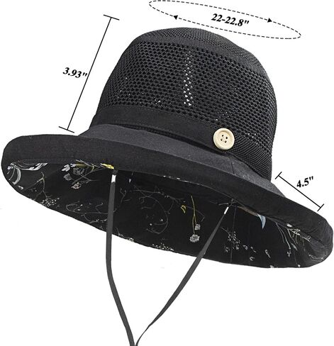 Women Bucket Sun Hats Wide Brim Lightweight & Breathable Mesh Beach Cap Floral UPF50+ Fishing Hat in Saudi Arabia