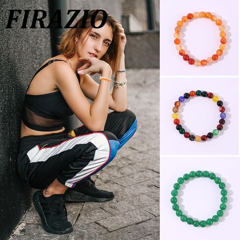 FIRAZIO 15 قطعة سوار مطاطي مطرز يدويًا سوار زجاجي دائري للنساء والرجال متعدد الألوان خرز زجاجي سوار مرن in Kuwait