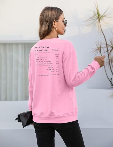 Valentine's Day Sweatshirt Women: Love Heart Graphic Pullover Tops Valentine Shirts for Gifts Long Sleeve Tee Top in Kuwait