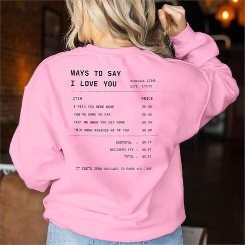 Valentine's Day Sweatshirt Women: Love Heart Graphic Pullover Tops Valentine Shirts for Gifts Long Sleeve Tee Top in Kuwait