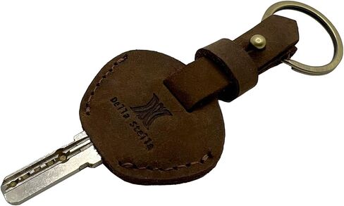 JICHENG Vintage Genuine Leather Key Sleeve,Handmade Key Ring Holder,Rustic Key Chains,Stylish Key Cover, Brown, Brown, Normal Size in Kuwait