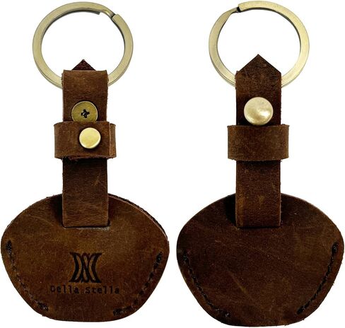 JICHENG Vintage Genuine Leather Key Sleeve,Handmade Key Ring Holder,Rustic Key Chains,Stylish Key Cover, Brown, Brown, Normal Size in Kuwait