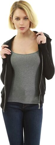 AmélieBoutik Women Cotton Blend Hoodie Zip Up Kangaroo Pocket Long Sleeve Jacket in Saudi Arabia