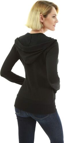 AmélieBoutik Women Cotton Blend Hoodie Zip Up Kangaroo Pocket Long Sleeve Jacket in Saudi Arabia