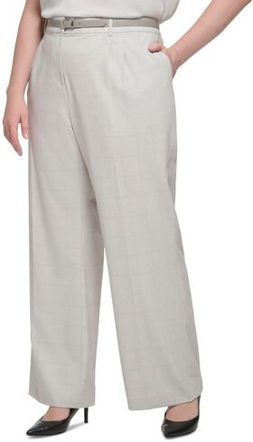 Calvin Klein Women's Plus Size Windowpane Wide-Leg Pants (Galaxy Multi, 18W) in Saudi Arabia