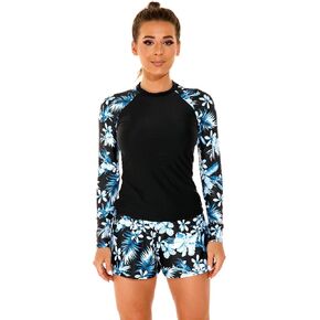 Womens Rash Guards Long Sleeve Swim Shirt Crop Top Shorts Two Piece Swimsuits UV Protection UPF 50 Bathing Suit in Kuwait