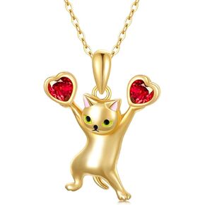 قلادة من الذهب عيار 14 قيراط من ميرينيت بتصميم القطة الراقصة للنساء والفتيات من الذهب الحقيقي قلادة هدية مجوهرات لصديقتك، هدية عيد ميلاد لها in Kuwait