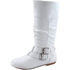 Forever Sonny-54 Women's Stylish Round Toe Buckle Zipper Slouchy Mid-Calf Riding Boots Shoes