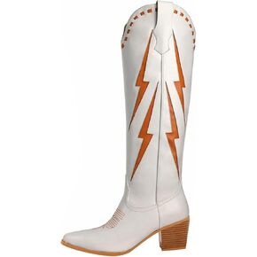 حذاء MissHeel برقبة رعاة البقر بلون متباين للنساء حتى الركبة in Kuwait