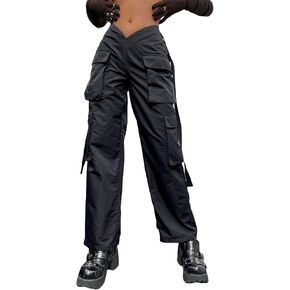Floerns Women's Streetwear Asymmetrical Waist Flap Pocket Cargo Pants