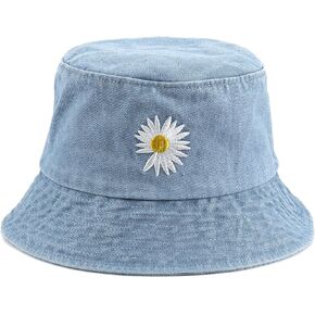 Sun Hats Washed Denim Bucket Hats Packable Beach Hats