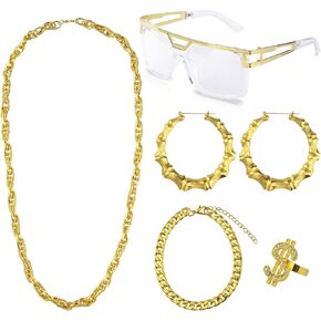 إكسسوارات الهيب هوب من Fraiieon 90s أزياء 80s للنساء والرجال مغني الراب في المدرسة القديمة ملابس DJ للحفلات للفتيات/الأطفال in Kuwait