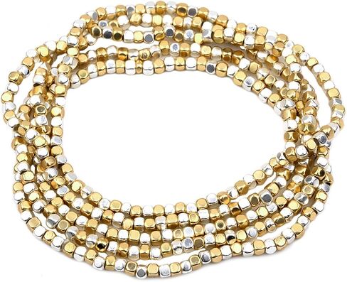 Rosemarie Collections Women's Chic Set Of 5 Seed Bead Nugget Stretch Bracelet, 6.75" in Saudi Arabia