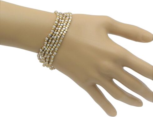 Rosemarie Collections Women's Chic Set Of 5 Seed Bead Nugget Stretch Bracelet, 6.75" in Saudi Arabia