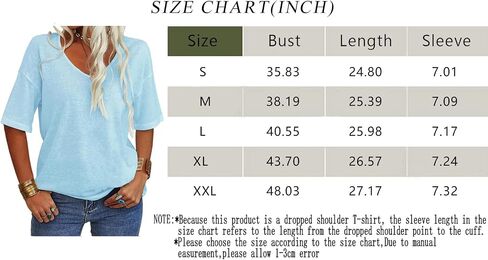Tankaneo Women's Summer Fashion V-Neck Half Sleeves T Shirt Solid Casual Loose Basic Tunics Tops in Saudi Arabia