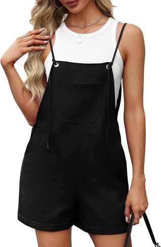 OFEEFAN Womens Shorts Overalls Sleeveless Adjustable Strap Short Rompers Jumpsuit With Pockets in Saudi Arabia