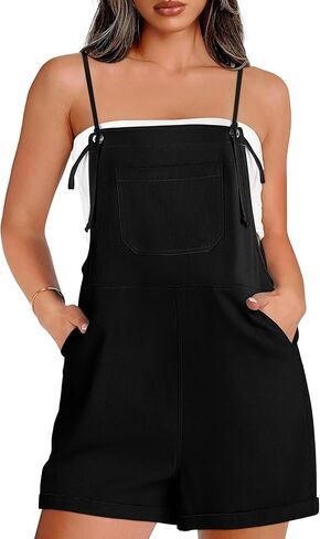 OFEEFAN Womens Shorts Overalls Sleeveless Adjustable Strap Short Rompers Jumpsuit With Pockets in Saudi Arabia