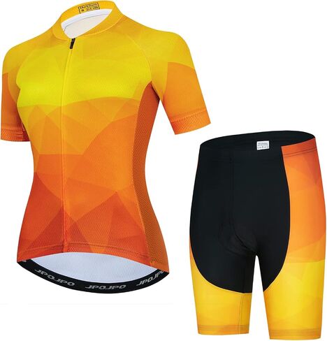 Teleyi Women's Cycling Jersey Set Short Sleeve with 5D Padded Bike Shorts Breathable Shirt 3-Pockets in Saudi Arabia
