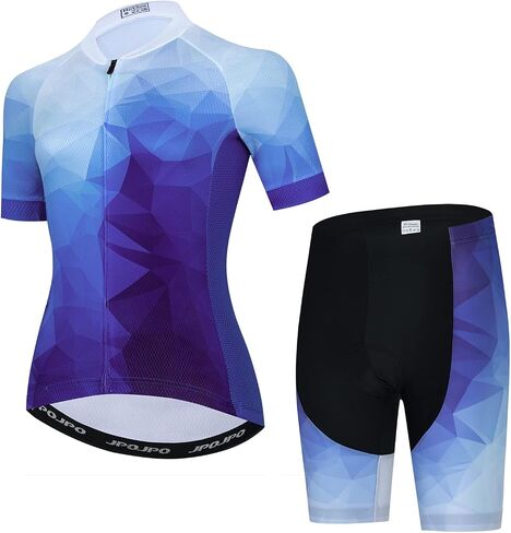 Teleyi Women's Cycling Jersey Set Short Sleeve with 5D Padded Bike Shorts Breathable Shirt 3-Pockets in Saudi Arabia