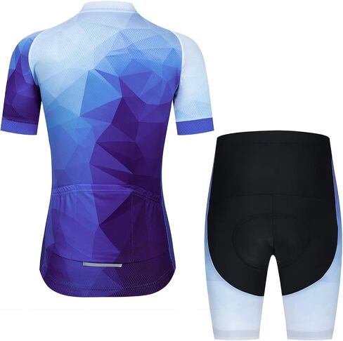 Teleyi Women's Cycling Jersey Set Short Sleeve with 5D Padded Bike Shorts Breathable Shirt 3-Pockets in Saudi Arabia