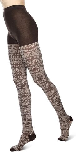 MeMoi Holiday Snowflake Patterned Cotton Blend Sweater Tights in Saudi Arabia