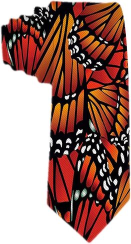 SARA NELL Butterfly Men's Tie Orange Butterfly Monarch with Macro Textured Wings Fashion Necktie Weddings Party Dances Business Gift Birthday Gift in Saudi Arabia