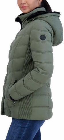 Nautica Women's Stretch Puffer Detachable Hood Fleece Pockets Jacket in Kuwait