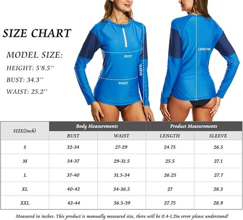 قميص سباحة نسائي من HODOSPORTS Rashguard UPF 50+ بنصف سحاب أمامي للحماية من الشمس وأكمام طويلة in Kuwait