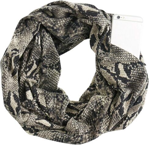 GERINLY Leopard Pocket Scarf for Women Warm Travel Zip Infinity Scarf for Winter in Saudi Arabia