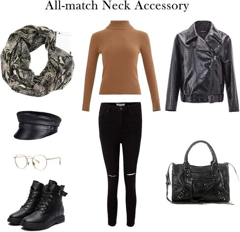 GERINLY Leopard Pocket Scarf for Women Warm Travel Zip Infinity Scarf for Winter in Saudi Arabia