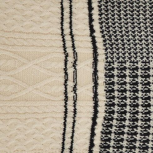 Two's Company Pattern Play Multi Size Hounds Tooth Print with Mix of Knit Patterns Scarf, 72-inch Length, Polyester, Women Accessories, Multicolor, 14" W x 72" L in Kuwait