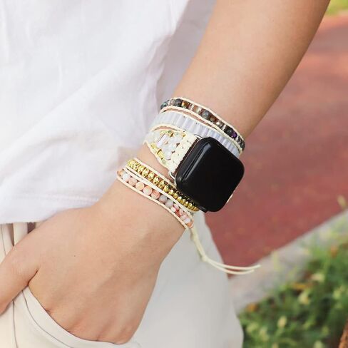 YGLINE Crystal Bracelet Compatible with Apple Watch Band 38mm/41mm for Women Girls, Handmade Beaded Band Replacement For Iwatch in Saudi Arabia