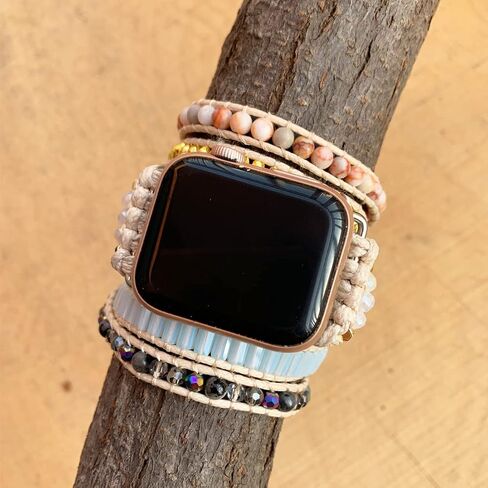 YGLINE Crystal Bracelet Compatible with Apple Watch Band 38mm/41mm for Women Girls, Handmade Beaded Band Replacement For Iwatch in Saudi Arabia