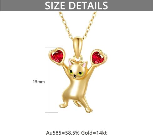 قلادة من الذهب عيار 14 قيراط من ميرينيت بتصميم القطة الراقصة للنساء والفتيات من الذهب الحقيقي قلادة هدية مجوهرات لصديقتك، هدية عيد ميلاد لها in Kuwait