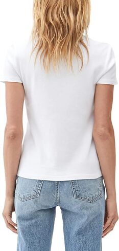 Michael Stars Women's Fitted Lexy Tee - Short Cap Sleeve, High Crew Neck in Saudi Arabia