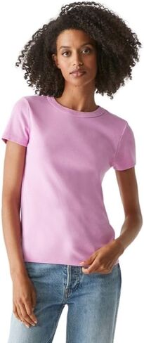 Michael Stars Women's Fitted Lexy Tee - Short Cap Sleeve, High Crew Neck in Saudi Arabia