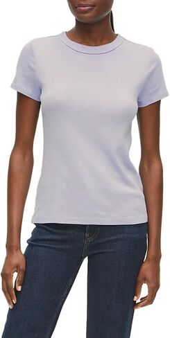 Michael Stars Women's Fitted Lexy Tee - Short Cap Sleeve, High Crew Neck in Saudi Arabia