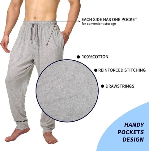 Bintangor Men's Jogger Pajama Pant Cotton Lounge Sleep Bottoms in Saudi Arabia