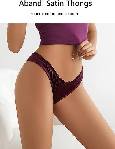 ملابس داخلية نسائية من abandi من الساتان ذات ملمس حريري بيكيني ملابس داخلية مكشكشة على شكل حرف G سراويل داخلية ناعمة 4 قطع in Kuwait
