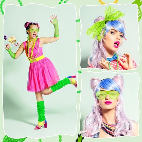 Ideashop 80s Accessories for Women, 80s Costumes for Women, 80s Outfit for Women Girls 80s Cosplay Party Accessories in Kuwait