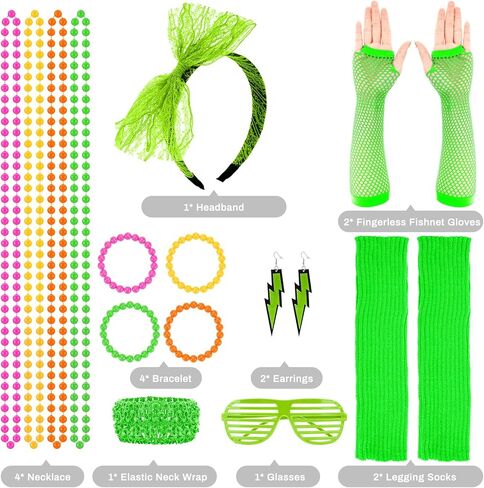 Ideashop 80s Accessories for Women, 80s Costumes for Women, 80s Outfit for Women Girls 80s Cosplay Party Accessories in Kuwait