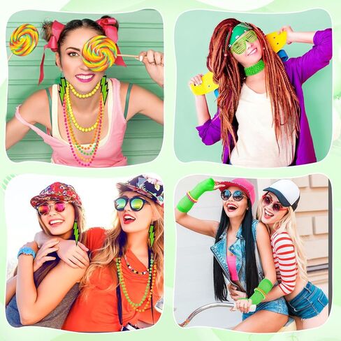 Ideashop 80s Accessories for Women, 80s Costumes for Women, 80s Outfit for Women Girls 80s Cosplay Party Accessories in Kuwait