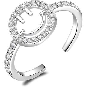 YKYLHSYXR حلقات قلادات ذات وجه سعيد من YKYLHSYXR - مجوهرات وجه مبتسمة رائعة مع ألماس مقلد تشيكوسلوفاكيا، هدايا مجوهرات جمالية لطيفة للفتيات والنساء. in Kuwait