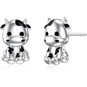 PROESS Cow Otter Octopus Raccoon Axolotl Giraffe Earrings Sterling Silver Animal Stud Earrings Cute Animal Jewelry Gifts for Women Girls