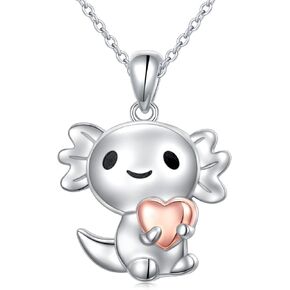 YinShan Axolotl Set Axolotl Stud Earrings for Women Girls 925 Sterling Silver Animal Axolotl Holding Heart Necklace Christmas Birthday Gifts in Saudi Arabia