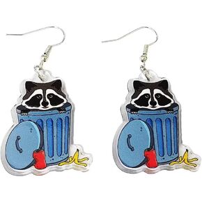 Acrylic Halloween Spooky Dangle Earrings Creative Raccoon Ghost Scary Pumpkin Cats Drop Earrings for Women Girls Cartoon Animals Halloween Costume Jewelry