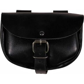 Mythrojan Handmade Medieval Leather Belt Bumbag Pouch Purse for Weekend Events and Festivals - Black