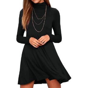 KEEDONE Women's Long Sleeve Turtleneck Casual Loose T-Shirt Dresses